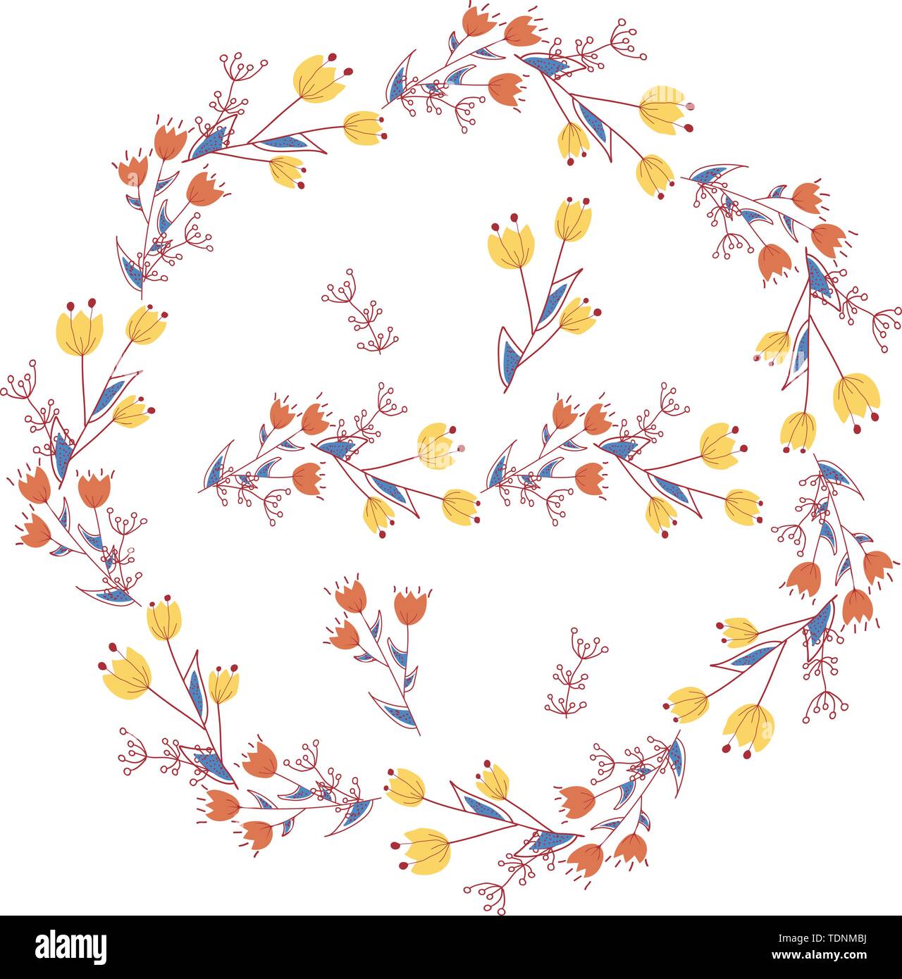 Vector illustration colorful wreath frame blooms Stock Vector Image ...