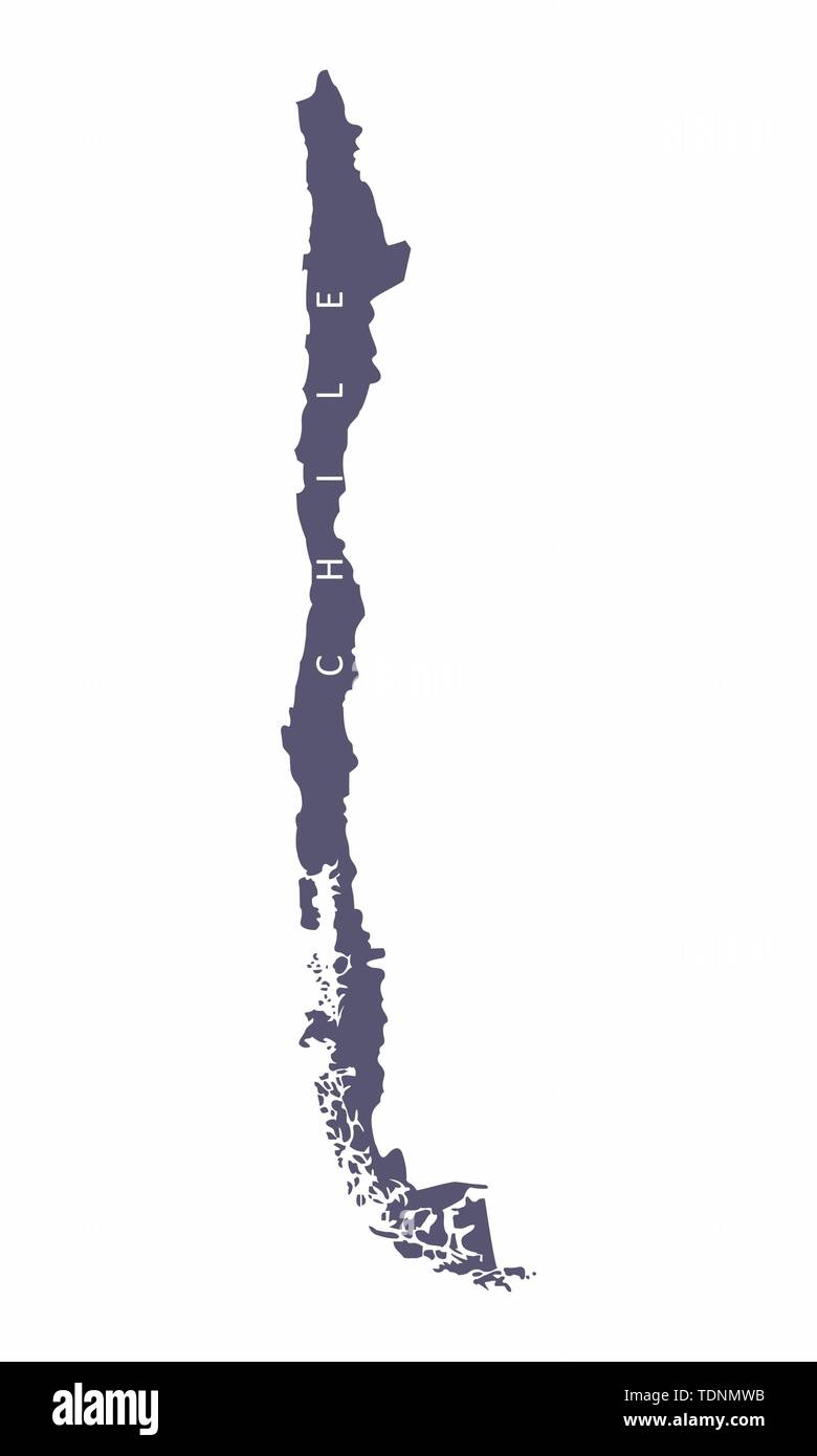 Chile silhouette map isolated on - Chile Silhouette Map Isolated On White Background TDNMWB