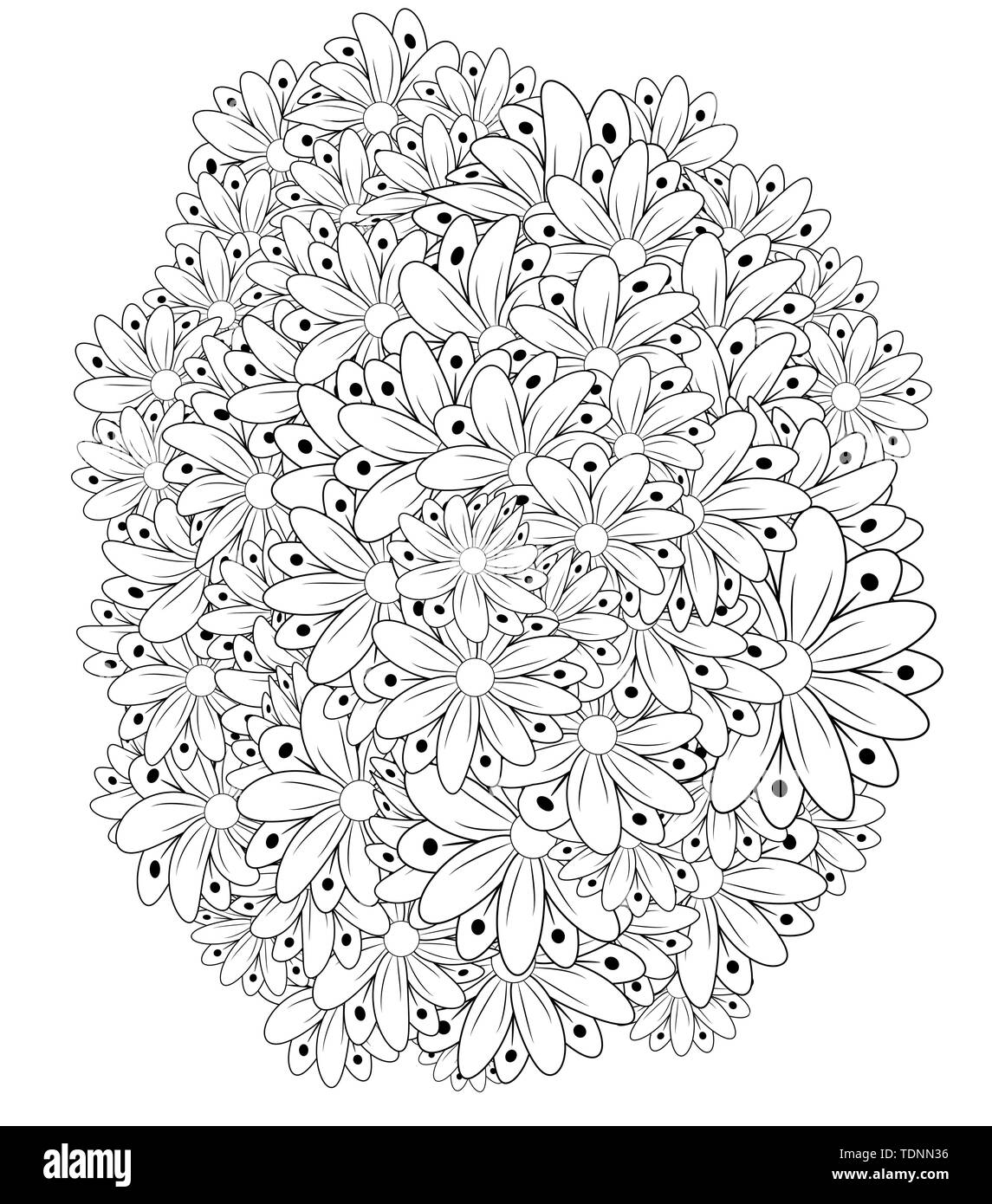 Black and white circle flower ornament, ornamental round lace design ...