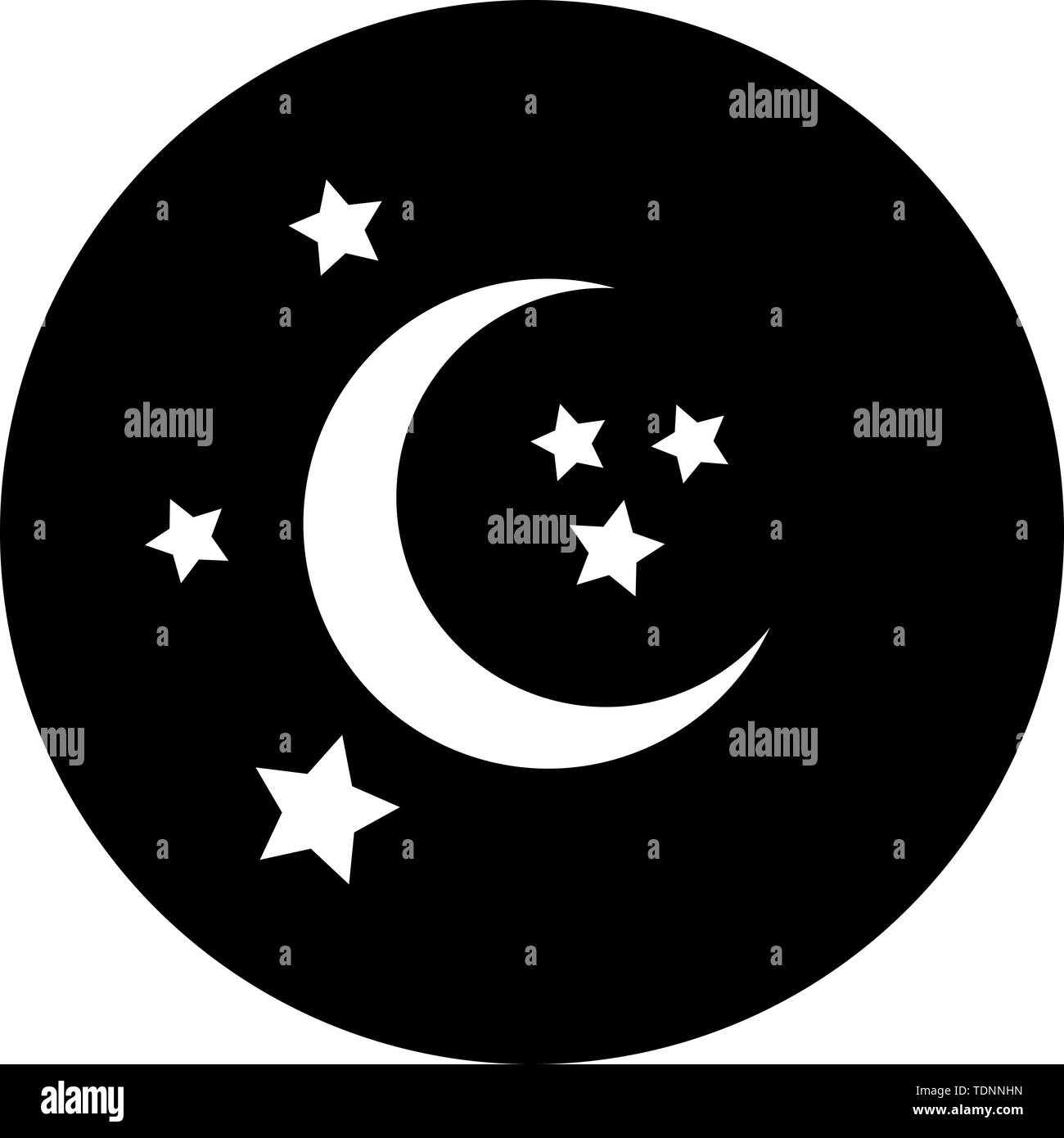 vector illustration of half crescent moon and stars for web sites and apps Stock Vector