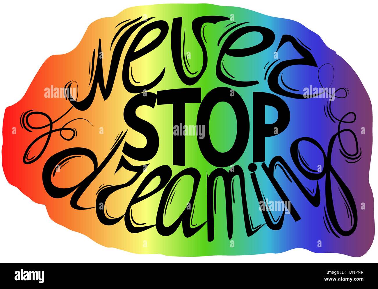 Never stop dreaming - hand lettering Inspirational quote, typography ...