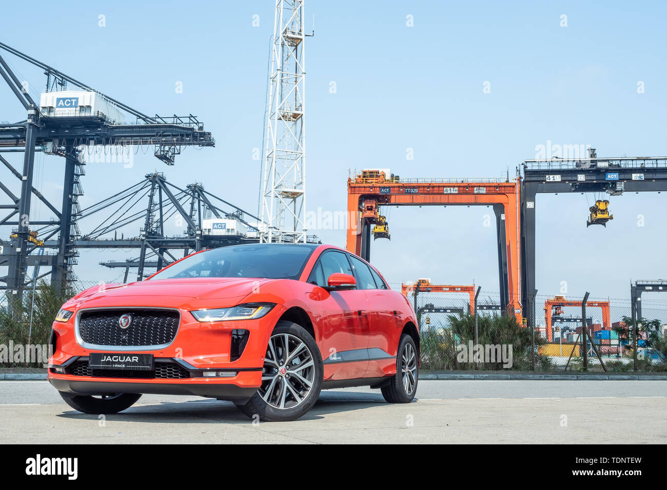 Hong Kong China April 2019 Jaguar I Pace test drive day on