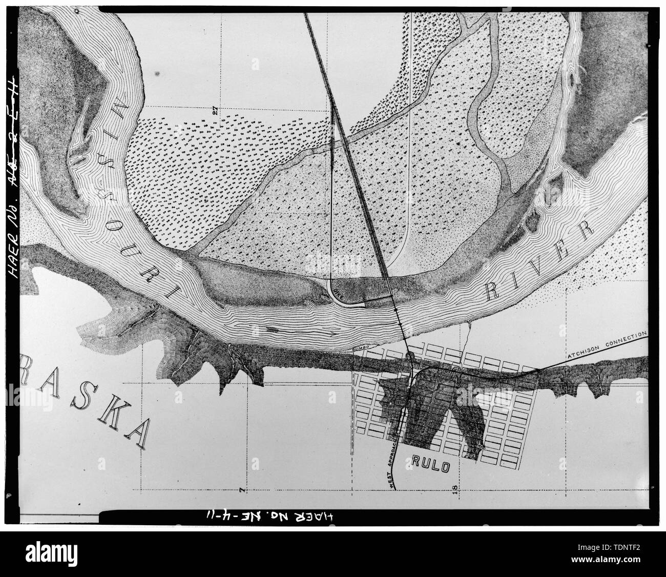 Photocopy from S. Morison's The Rulo Bridge, 1890. SITE PLAN OF