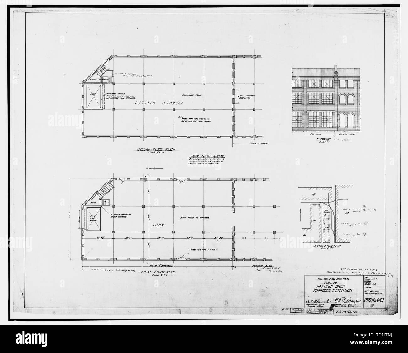 Photocopy of 1921 architectural drawing titled- BUILDING 59, PATTERN ...