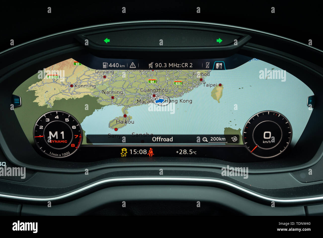 Hong Kong, China April, 2019 : Audi Q5 Dashboard on April 30 2019 in Hong Kong. Stock Photo
