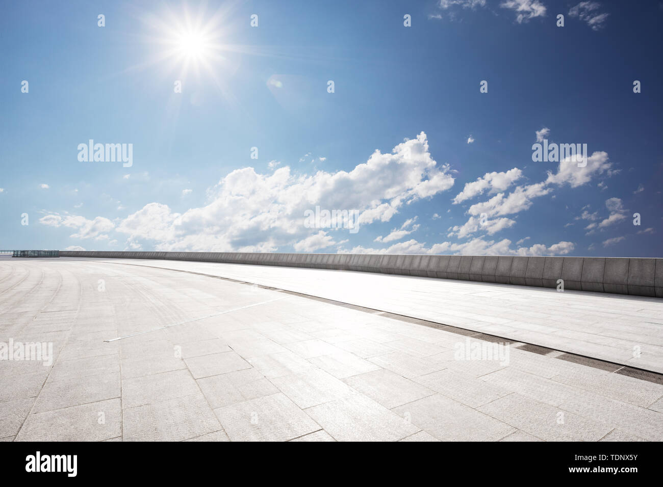 Empty floor with blue cloudsky Stock Photo