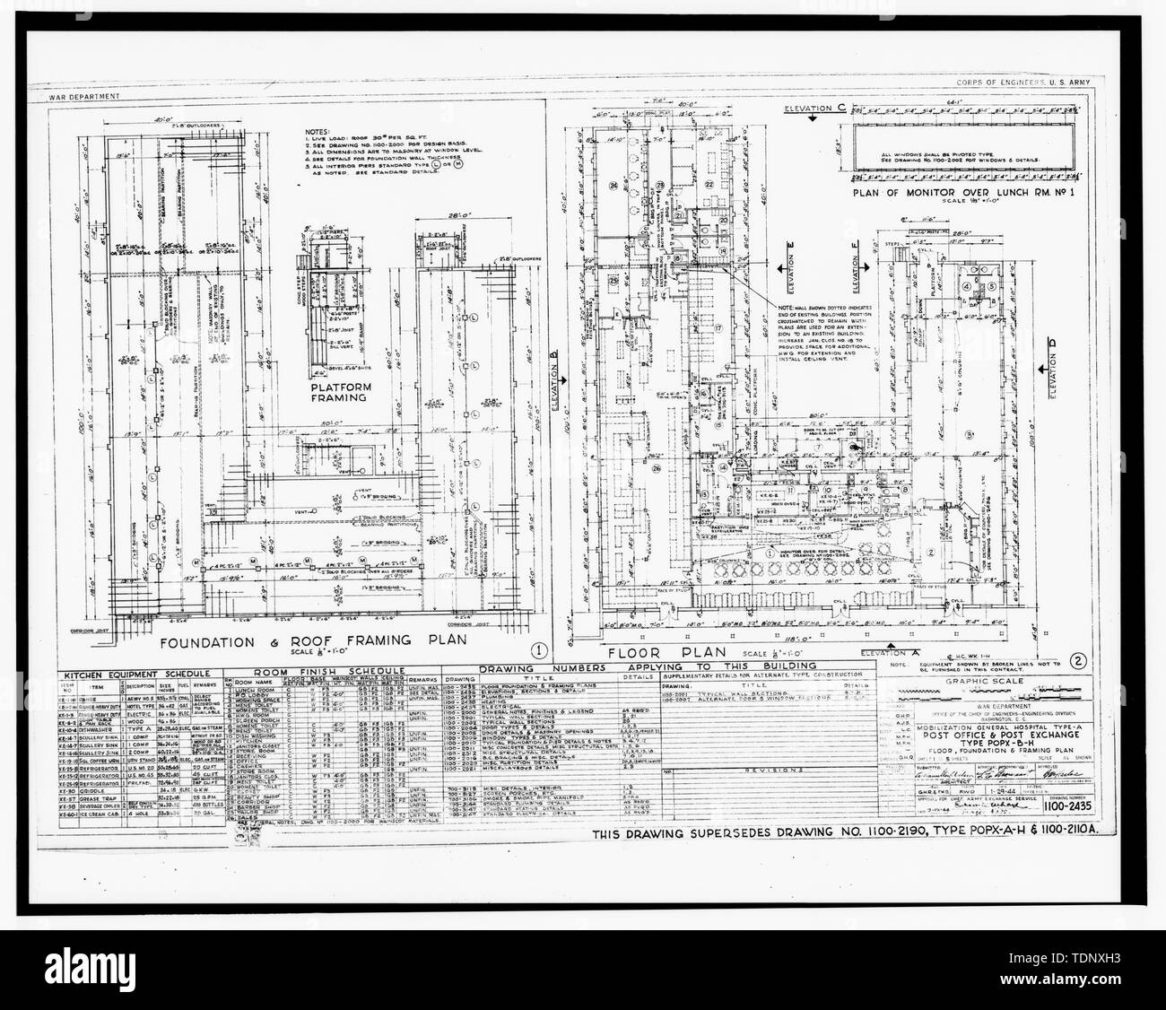 Photocopy Of A 1944 Architectural Drawing Titled Post Office And