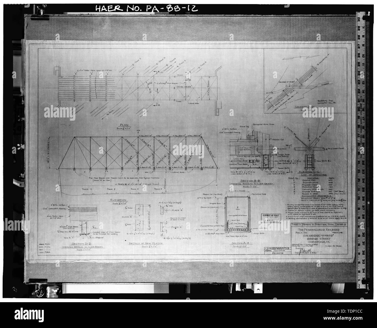 Photocopy of drawing, 1952 (Amtrak Files) STRUCTURAL STEEL REPAIRS