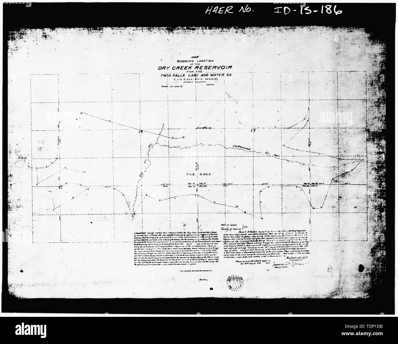 Photocopy of drawing, Twin Falls Canal Company, date unknown. DRY CREEK