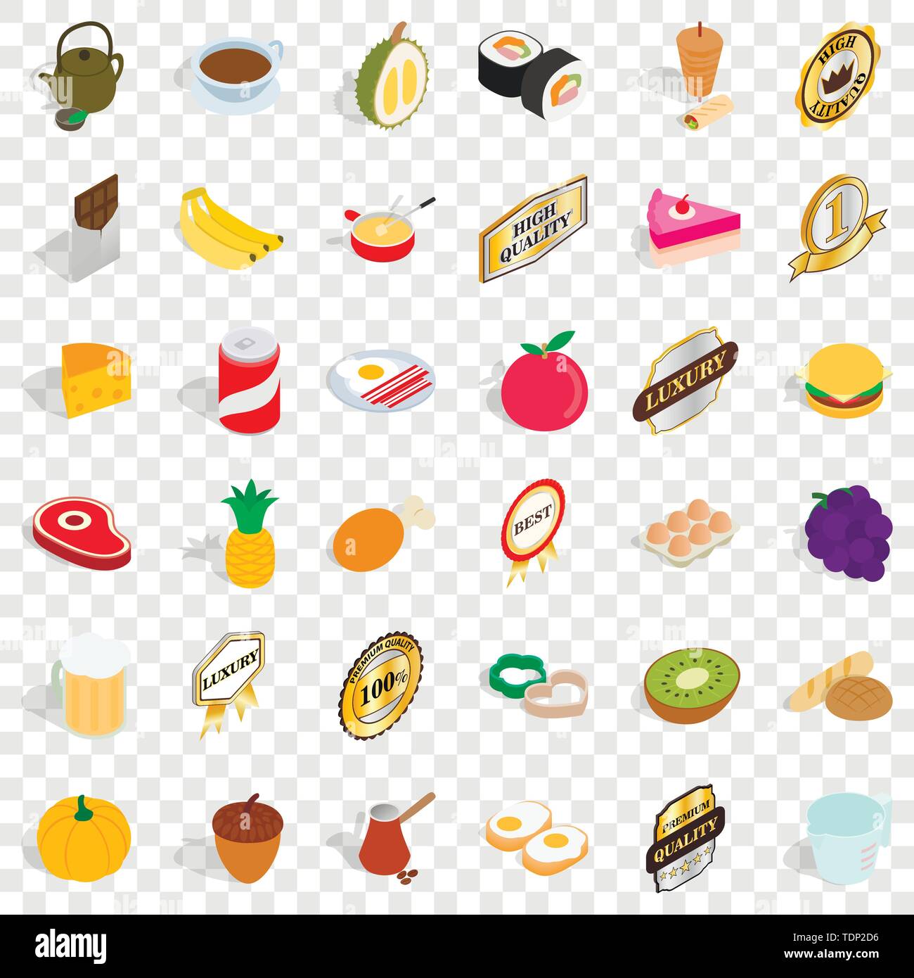 Fruit icons set, isometric style Stock Vector