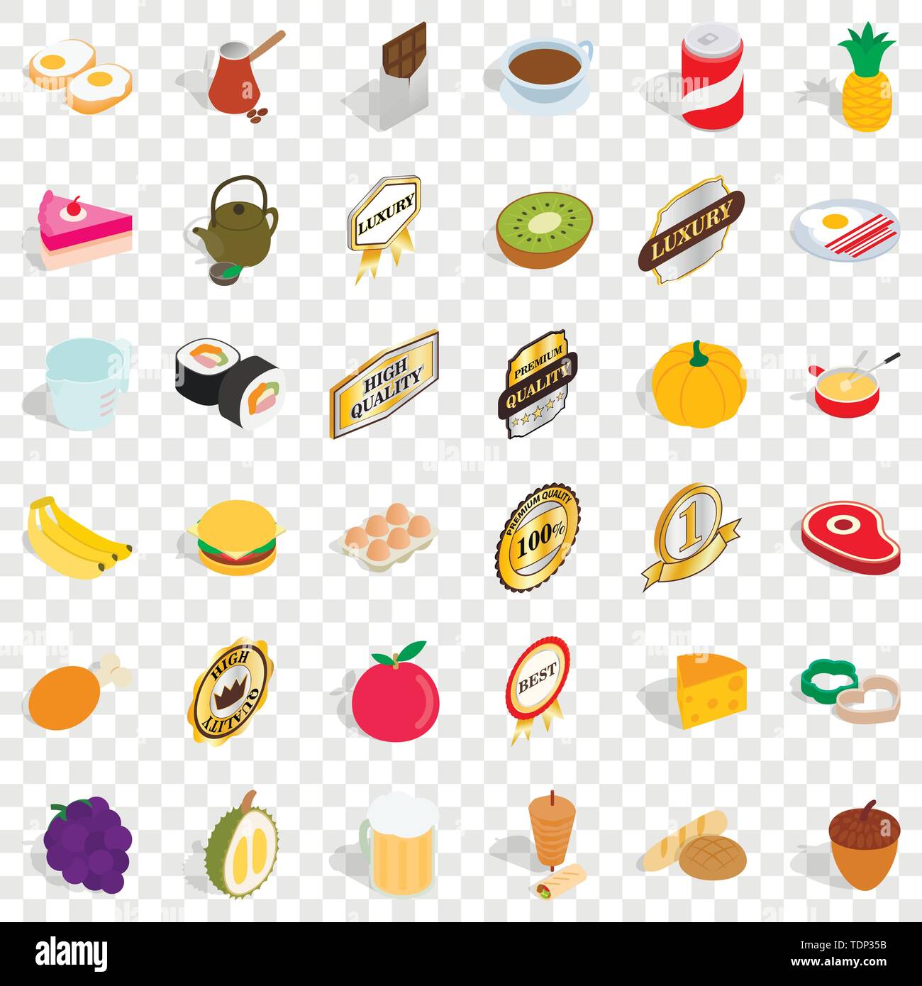 Sushi icons set, isometric style Stock Vector