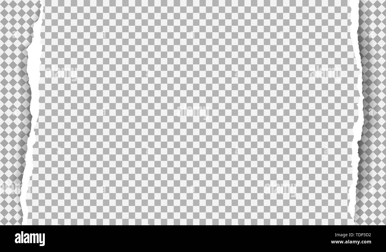 Piece of white torn paper strip with squared pattern and soft shadow is ...