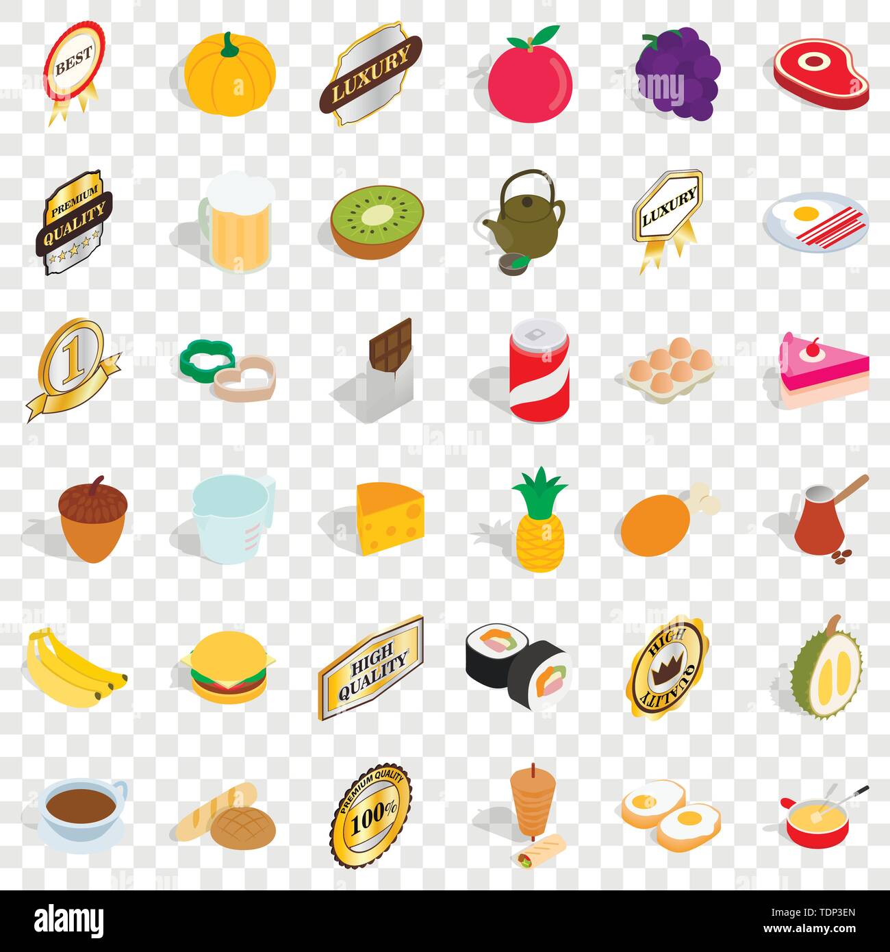 Cherry icons set, isometric style Stock Vector