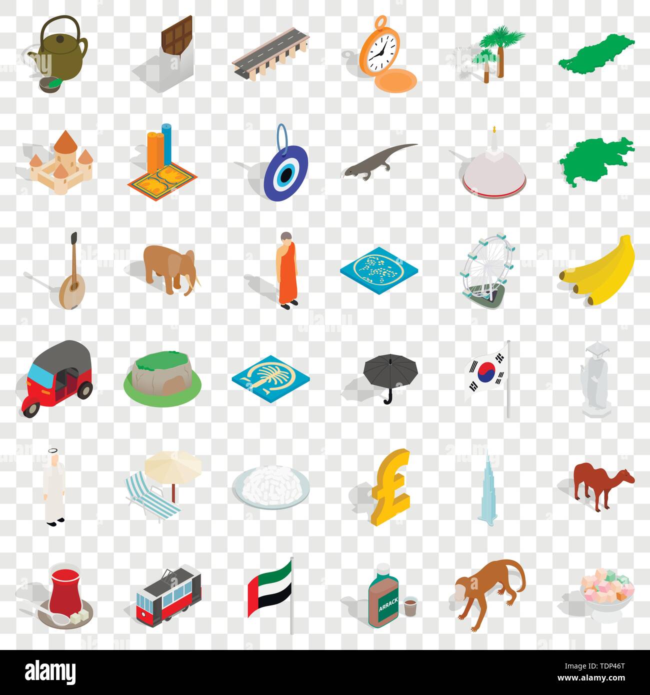 Islam icons set, isometric style Stock Vector