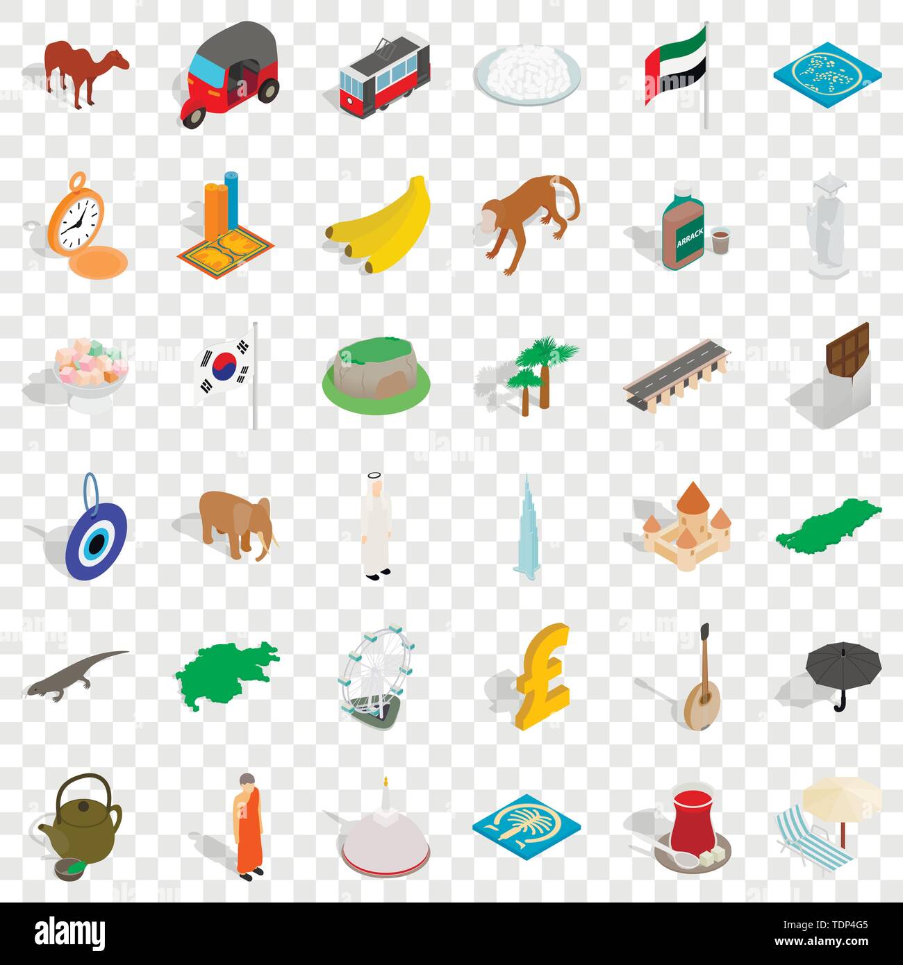 Euro icons set, isometric style Stock Vector