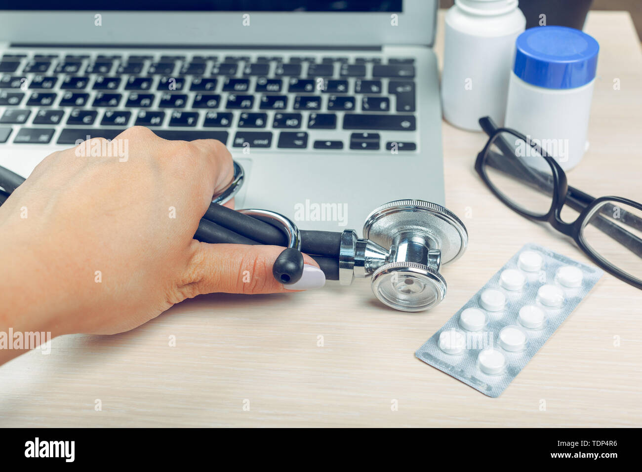 Medicine doctor's working table Stock Photo - Alamy