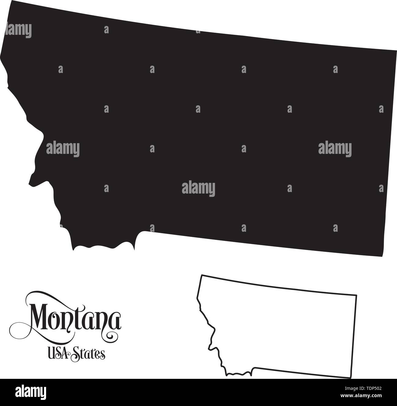 Map of The United States of America (USA) State of Montana - Illustration on White Background. Stock Vector