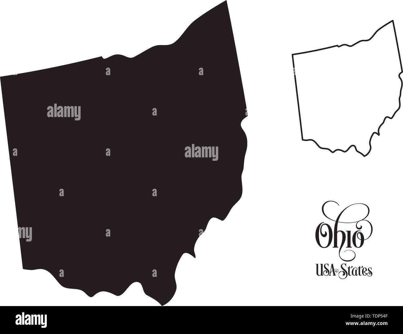 Map of The United States of America (USA) State of Ohio - Illustration on White Background. Stock Vector