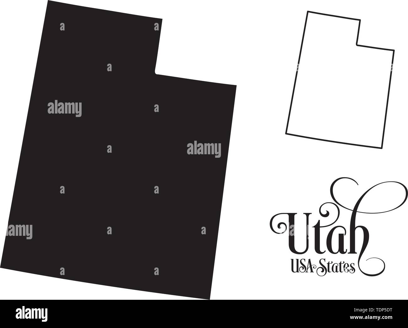 Map of The United States of America (USA) State of Utah - Illustration on White Background. Stock Vector