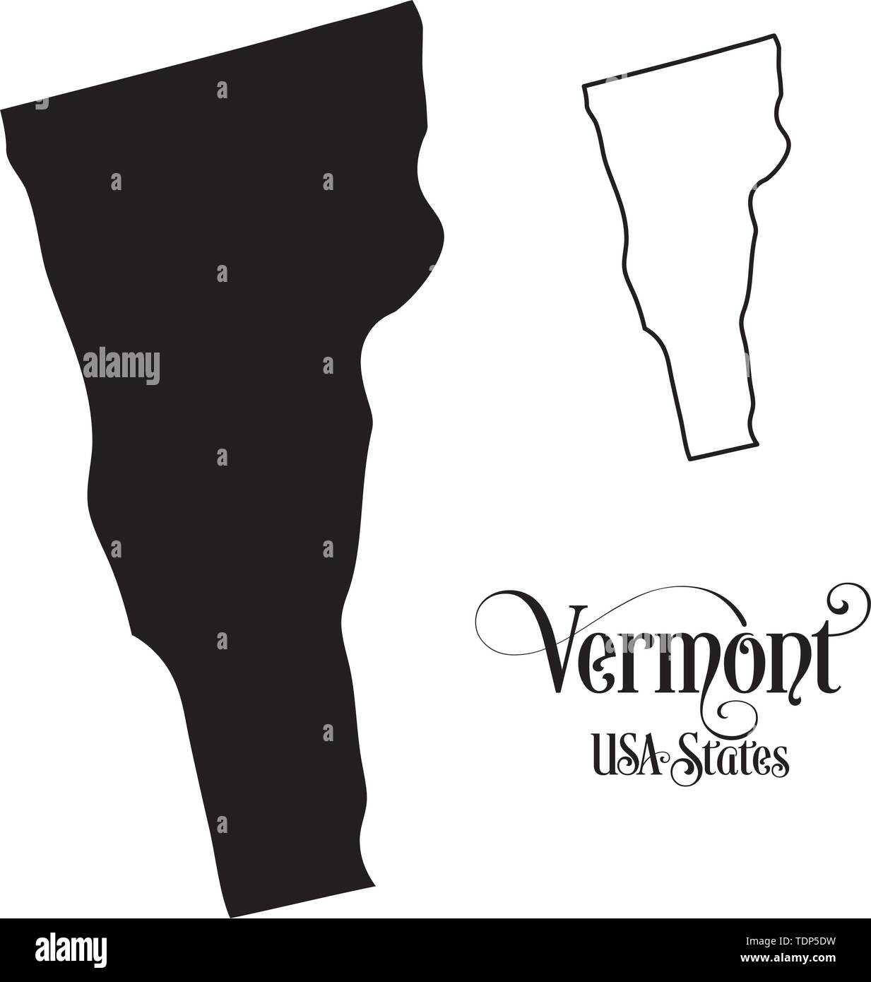 Map of The United States of America (USA) State of Vermont - Illustration on White Background. Stock Vector