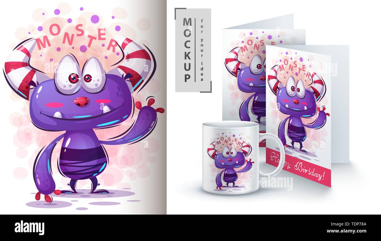 Cute monster - mockup for your idea Stock Vector