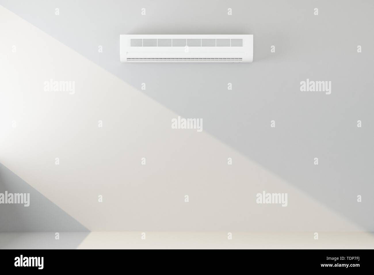 air conditioner on white wall. 3d rendering Stock Photo - Alamy