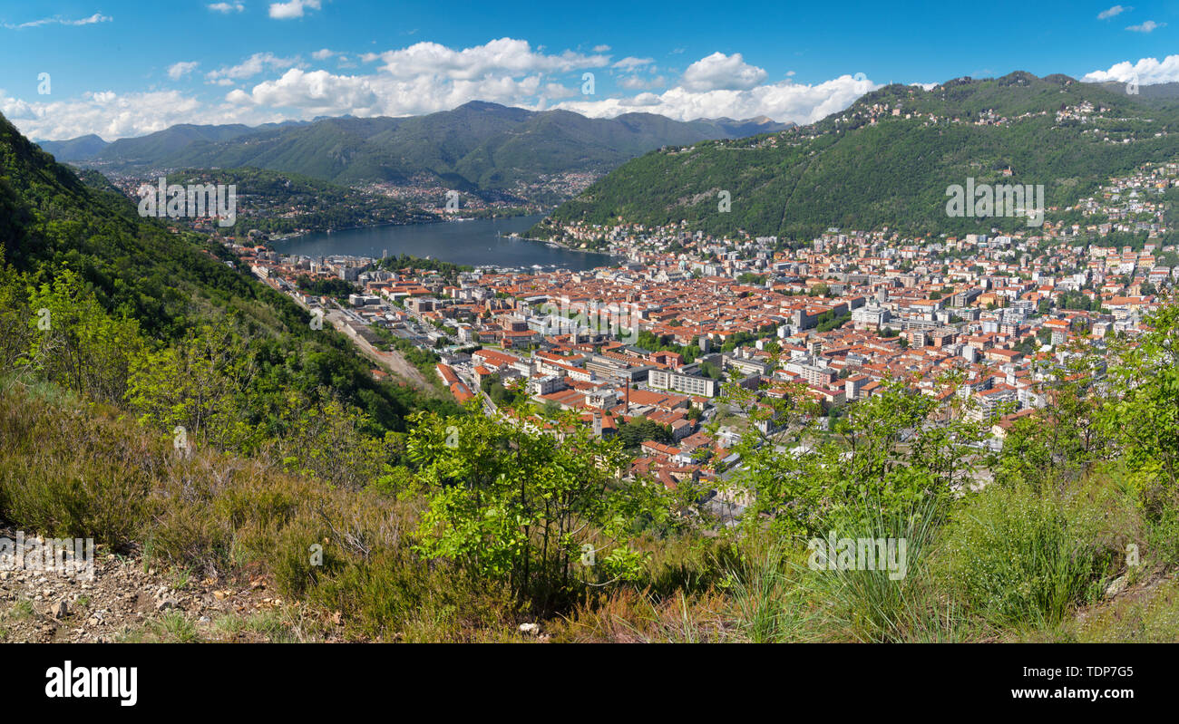 Como - The city among the mountains and lake Como. Stock Photo