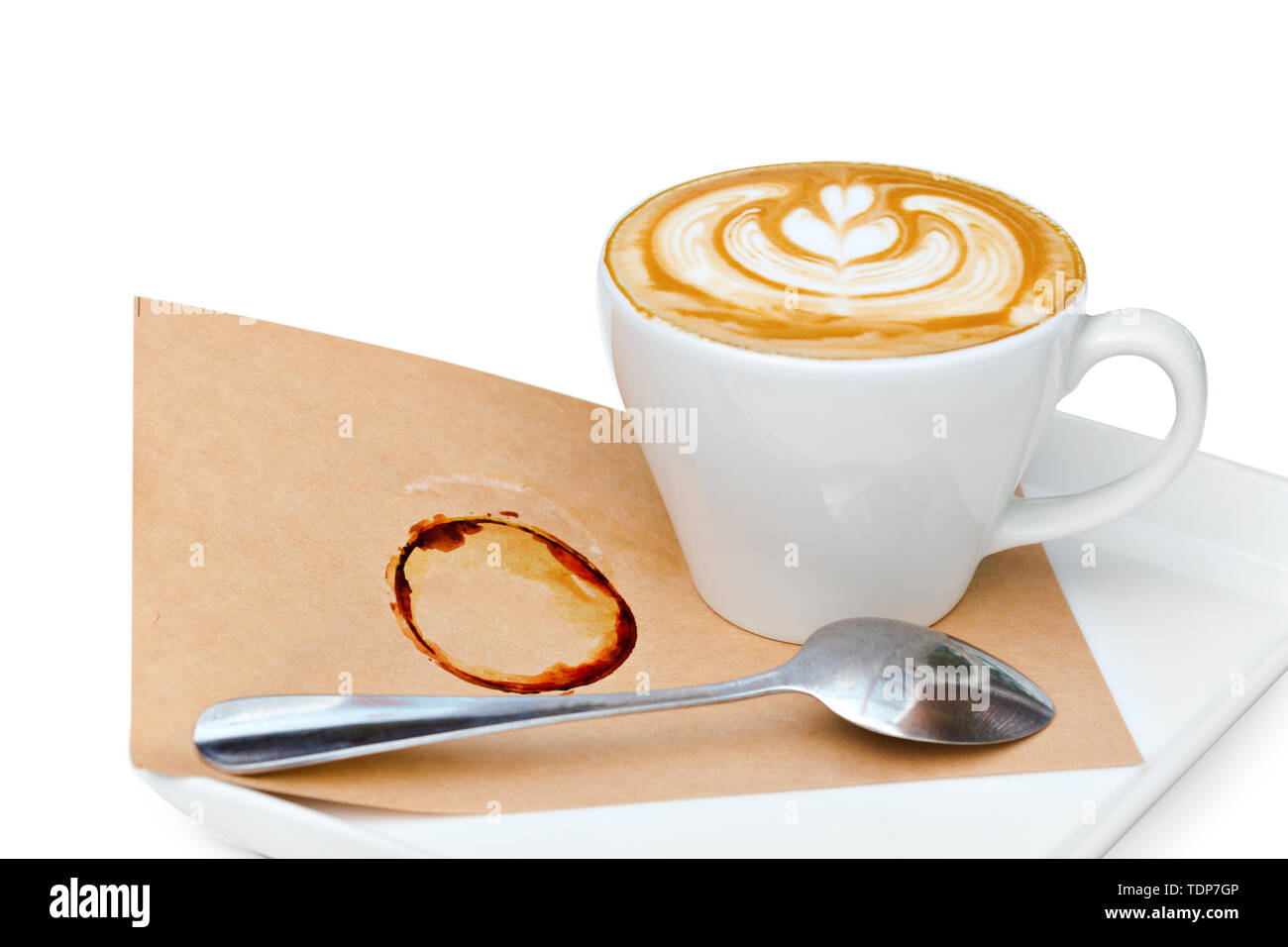 A cup of cafe latte on a tray Stock Photo Alamy