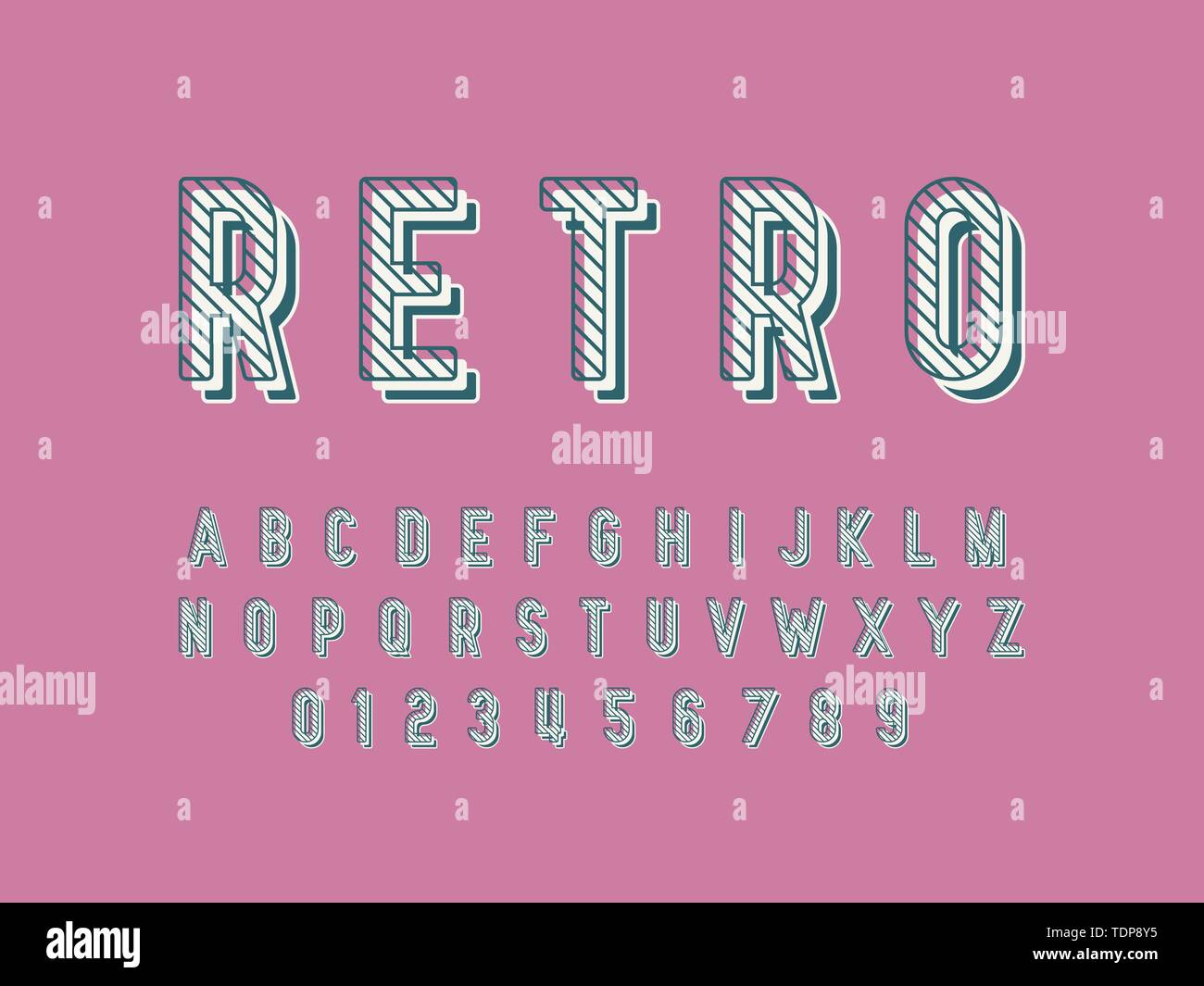 Retro font and alphabet. Stock vector illustration Stock Vector Image