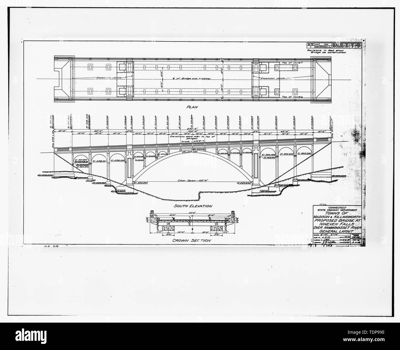 Photocopy of blueprint, Proposed Bridge at Ninevah Falls over