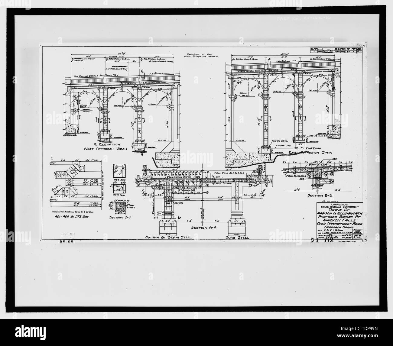 Photocopy of blueprint, Proposed Bridge at Ninevah Falls over