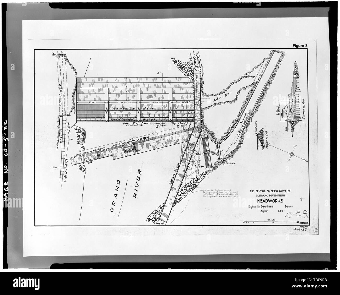 Photocopy of construction drawing (original in the possession of the