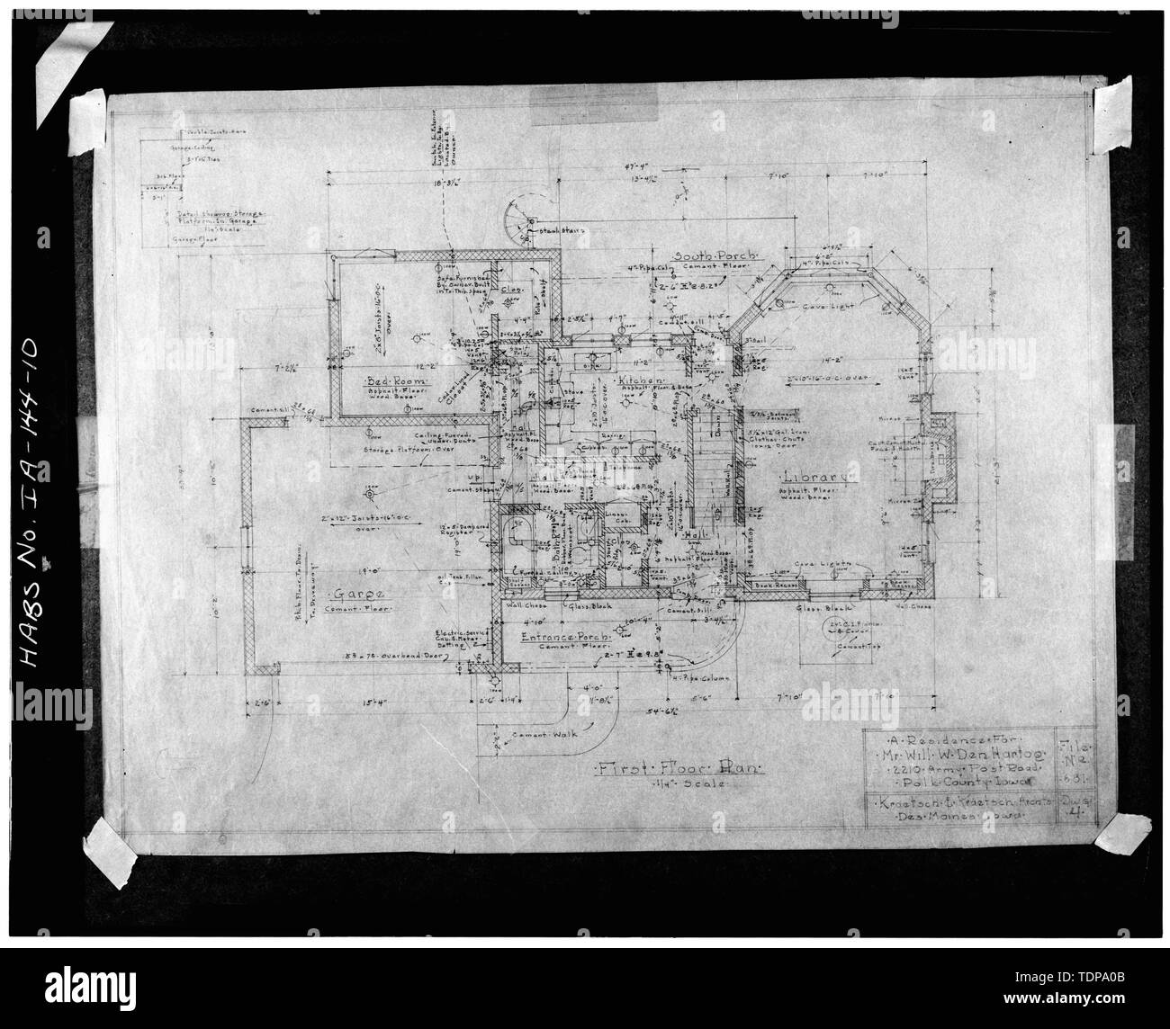 Photocopy Of Construction Drawings March 1940 View Of First