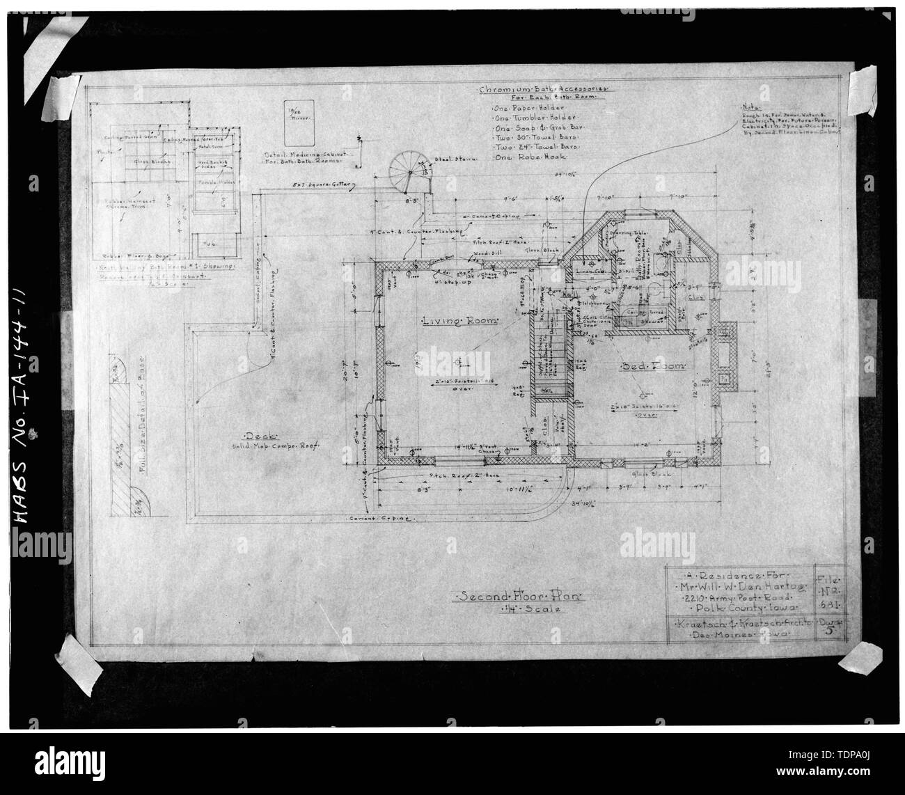 Photocopy Of Construction Drawings March 1940 View Of Second
