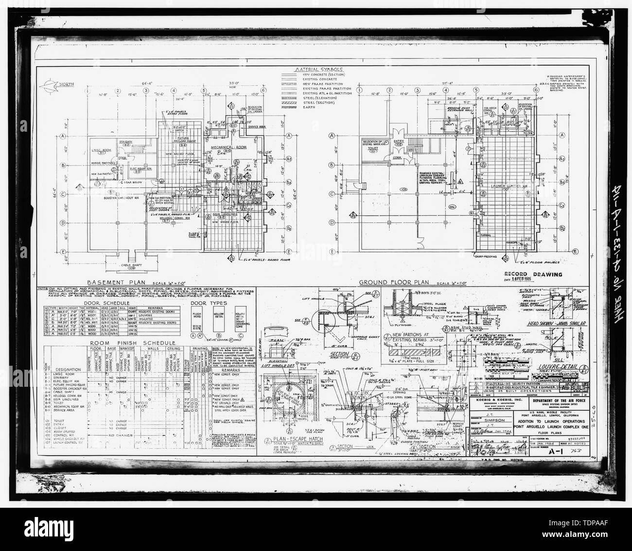 Photocopy Of Drawing 1964 Architectural Drawing By Koebig And