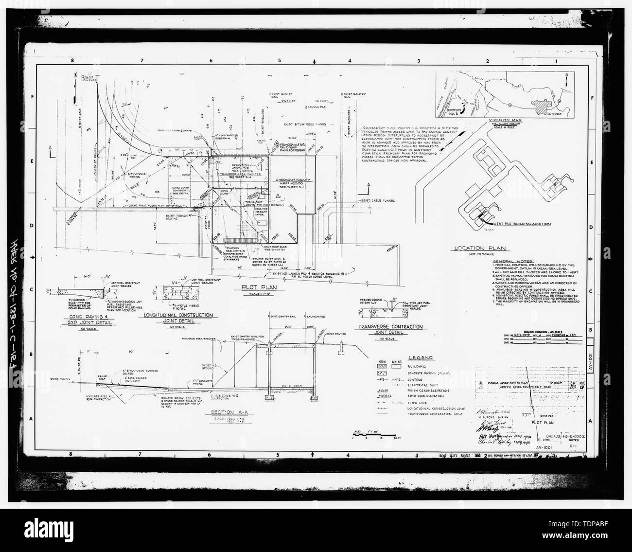 Photocopy Of Drawing 1966 Civil Engineering Drawing By Aetron Plot And Location Plan Sections And Details For The Underground Checkout Facility On The West Pad Sheet C 1 Vandenberg Air Force Base