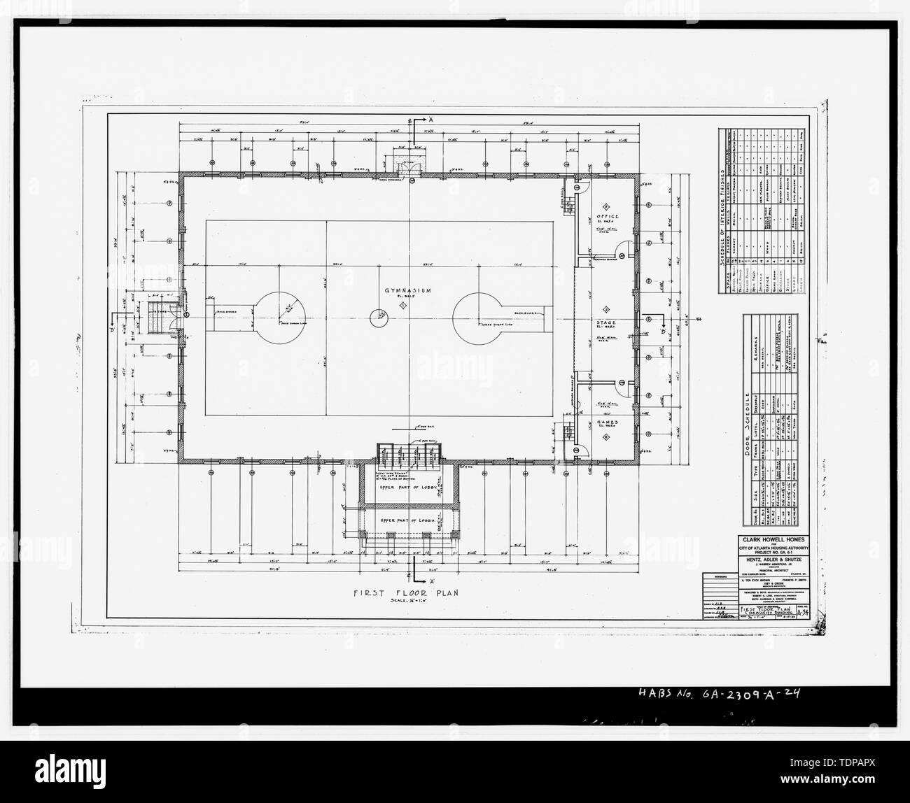 Photocopy of drawing (June 15, 1939) architectural drawing by Heintz, Adler and Schutze, in