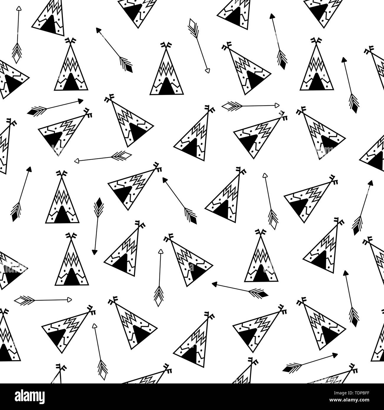 Teepee And Arrows Seamless Pattern Indian Repetitive Design Teepee And Arrows Seamless Pattern Indian Repetitive Design