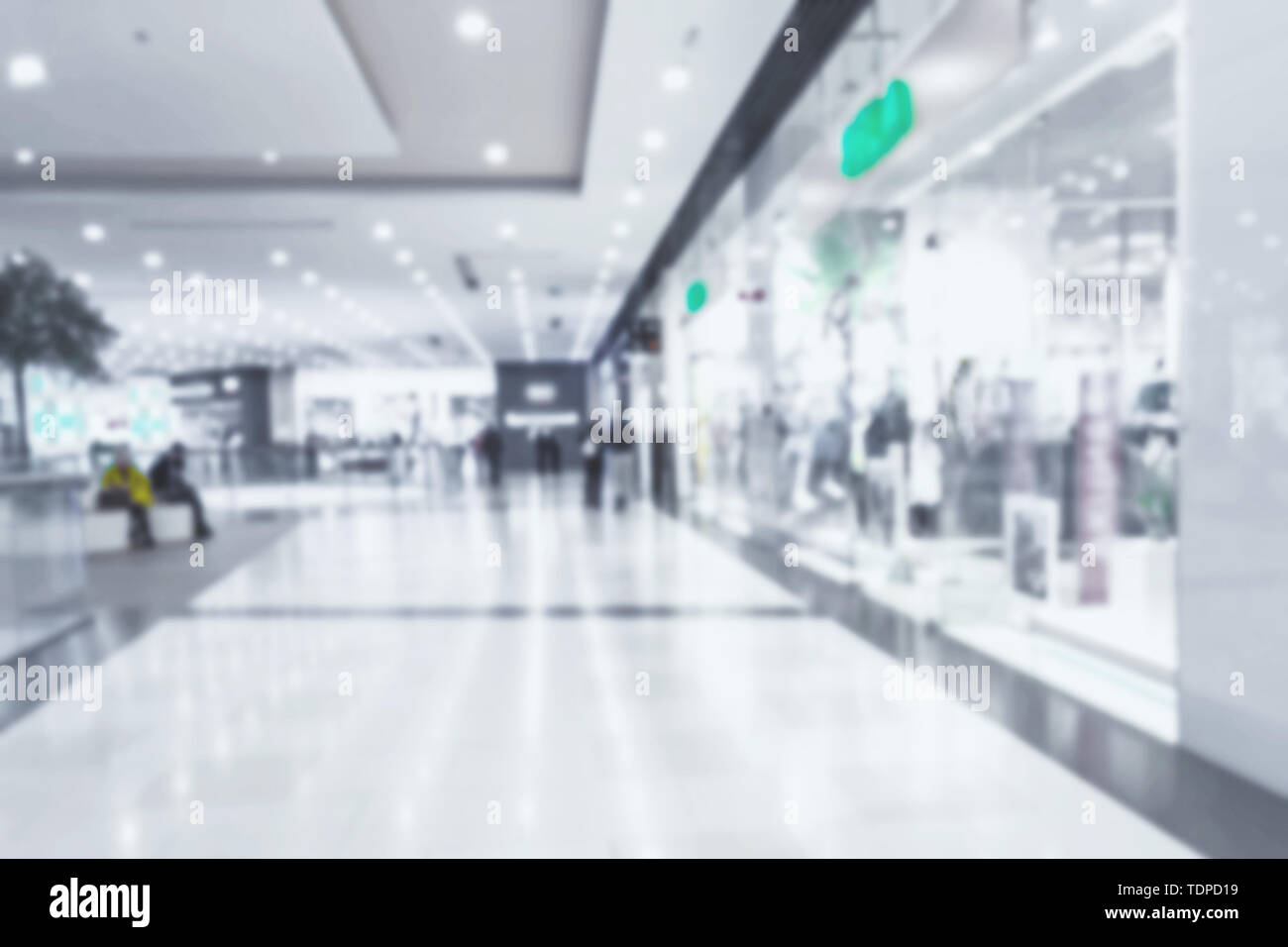 Abstract blur and bokeh beautiful luxury shopping mall and department store interior for background Stock Photo
