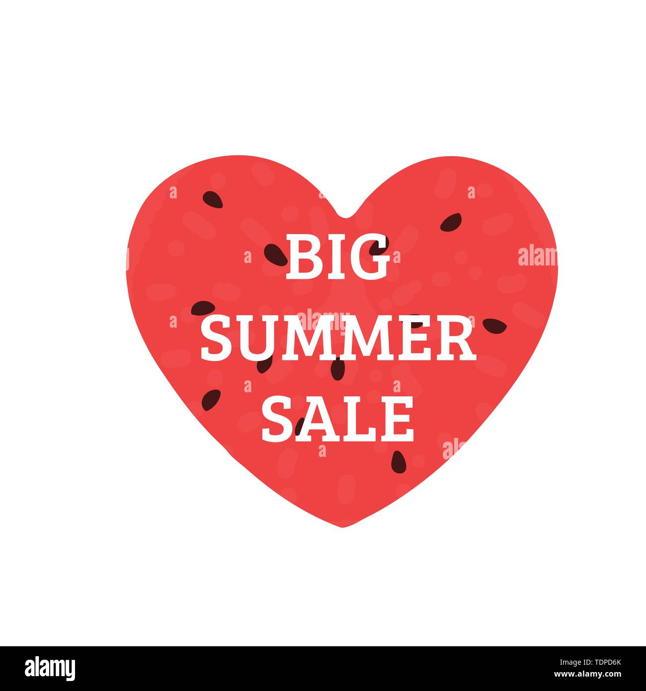 Big Summer Sale. Watermelon heart shape. Vector illustration isolated on white Stock Vector