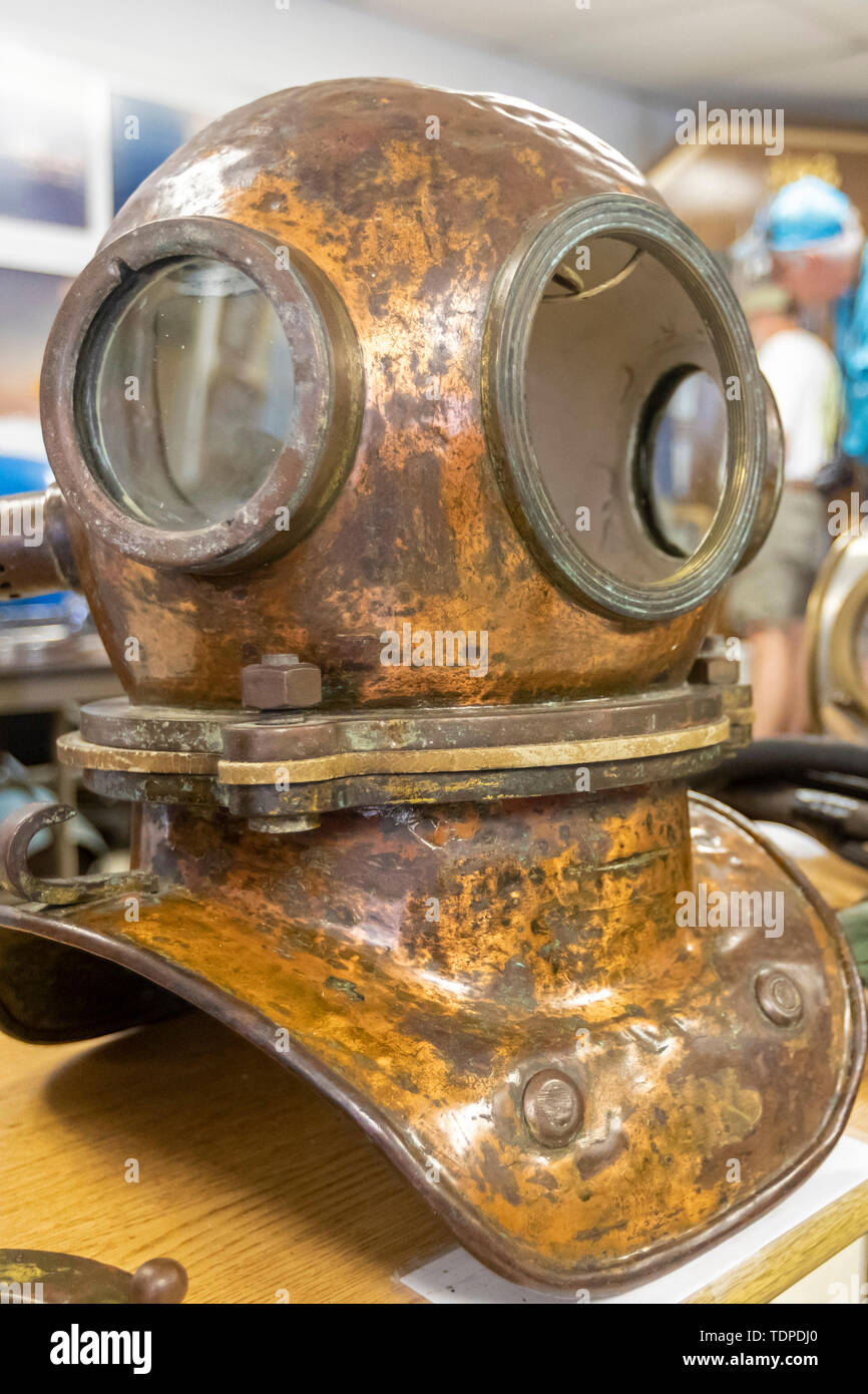 Morgan City, Louisiana - A diving helmet on display at the 