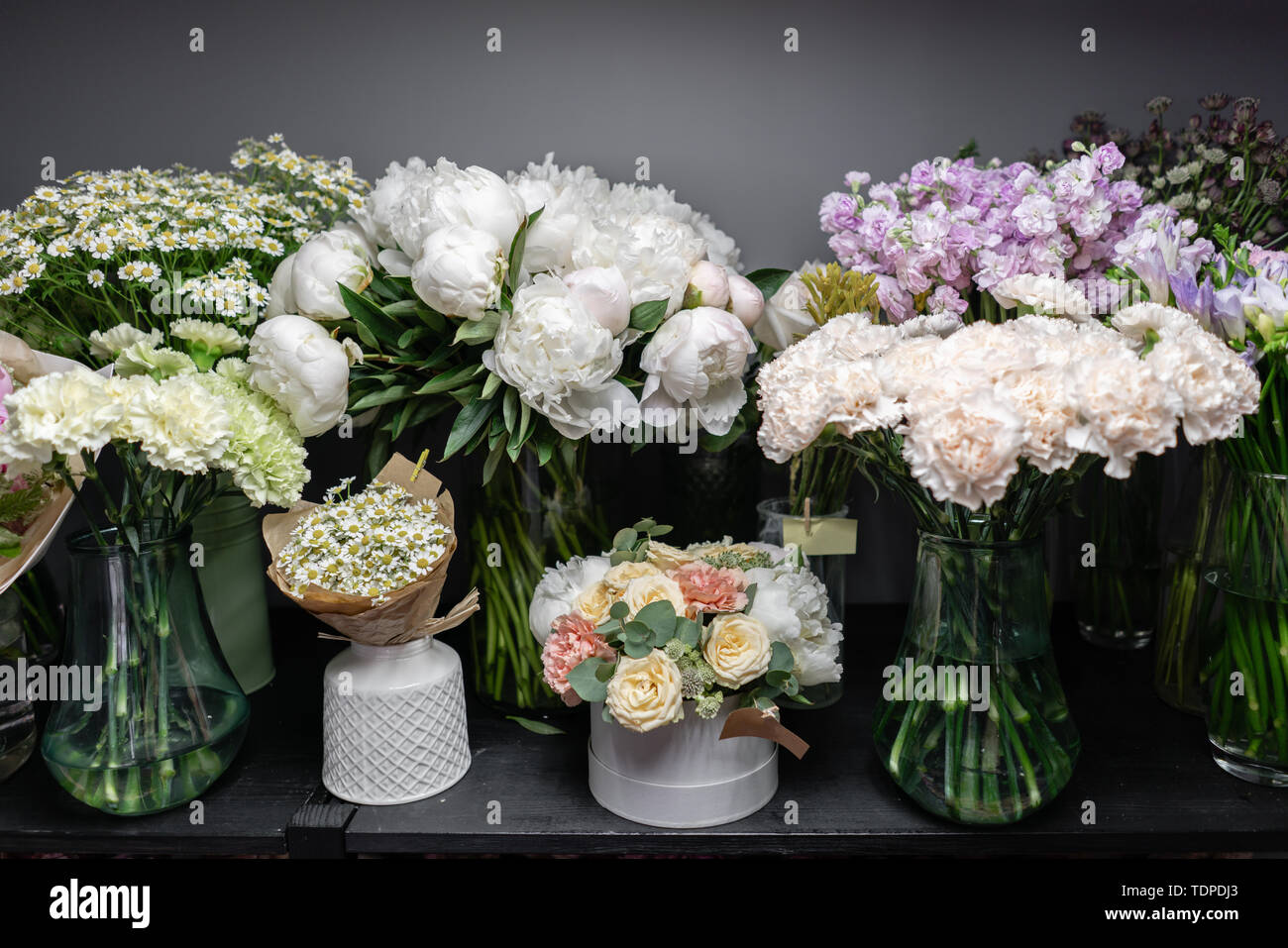 Vases With Different Colored Flowers Showcase Flower Shop