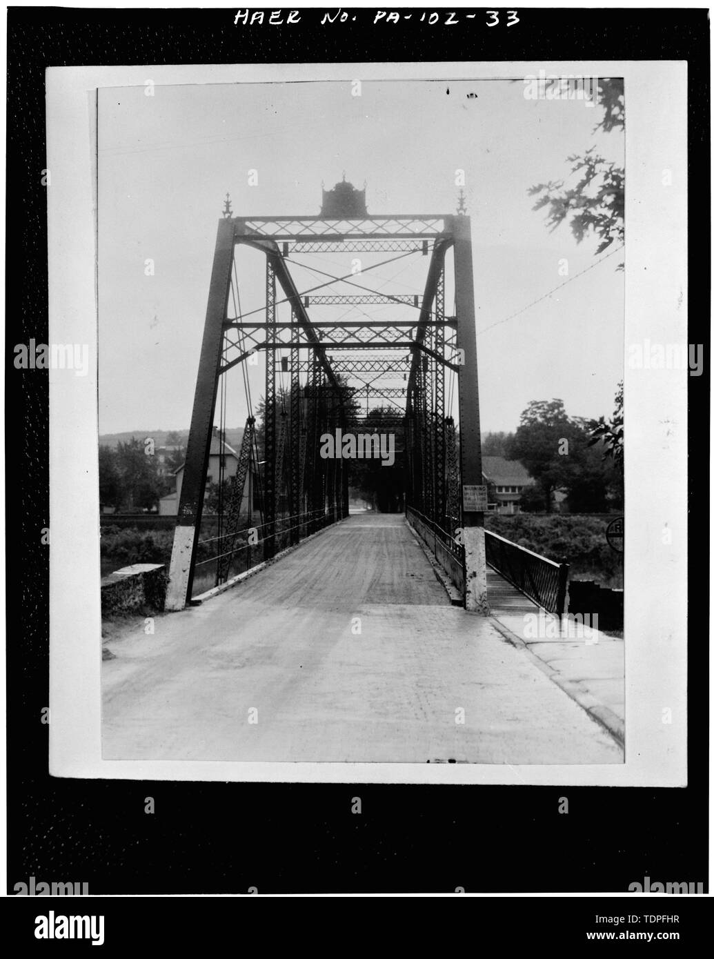 (original in Pennsylvania History Collection of the James V Brown Library of Williamsport and Lycoming County, PA, Photograph -10450, B508), 1934. - Memorial Avenue Bridge, Spanning Lycoming Creek, Williamsport, Lycoming County, PA; Groton Bridge and Manufacturing Company; Pennsylvania Department of Transportation; Yule, Jordan Associates; Wilson, Nathan D; Corbe, Christine, historian; Mohar, Lawrence, photographer Stock Photo