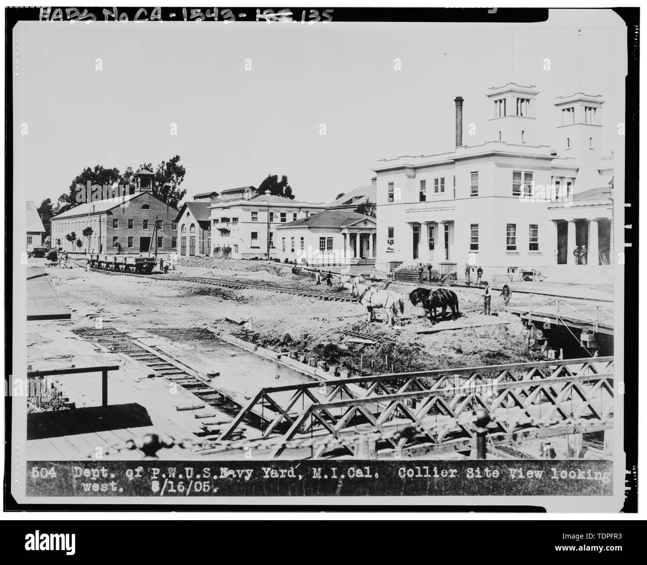 original located at Mare Island Archives). Original photographer unknown.  View of collier site showing building 64 in background; 1905. - Mare Island  Naval Shipyard, East of Nave Drive, Vallejo, Solano County, CA
