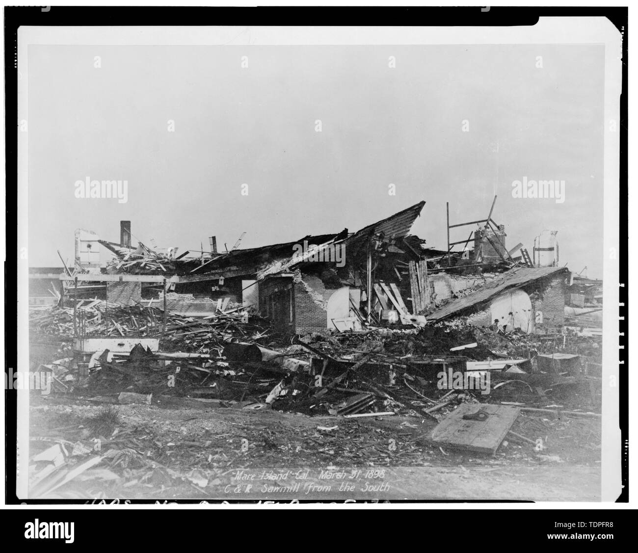 original located at Mare Island Archives). Original photographer unknown.  View of sawmill after earthquake of 1898. - Mare Island Naval Shipyard,  East of Nave Drive, Vallejo, Solano County, CA Stock Photo - Alamy