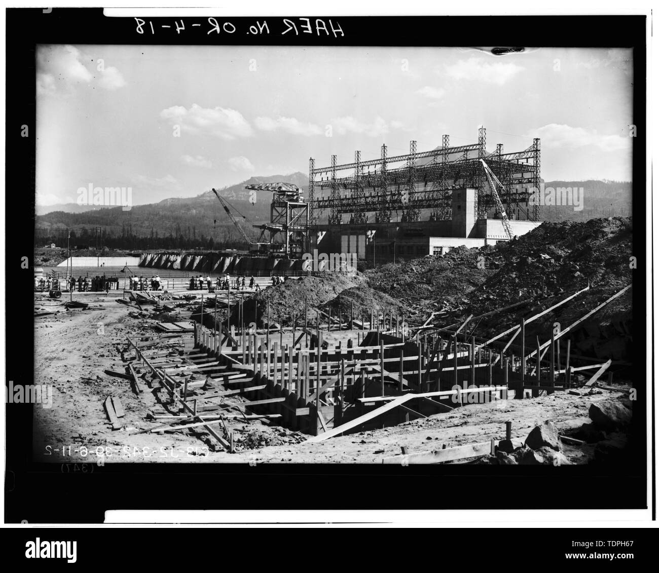 showing foundation framing of South Bank Substation, 11 June 1939 (from