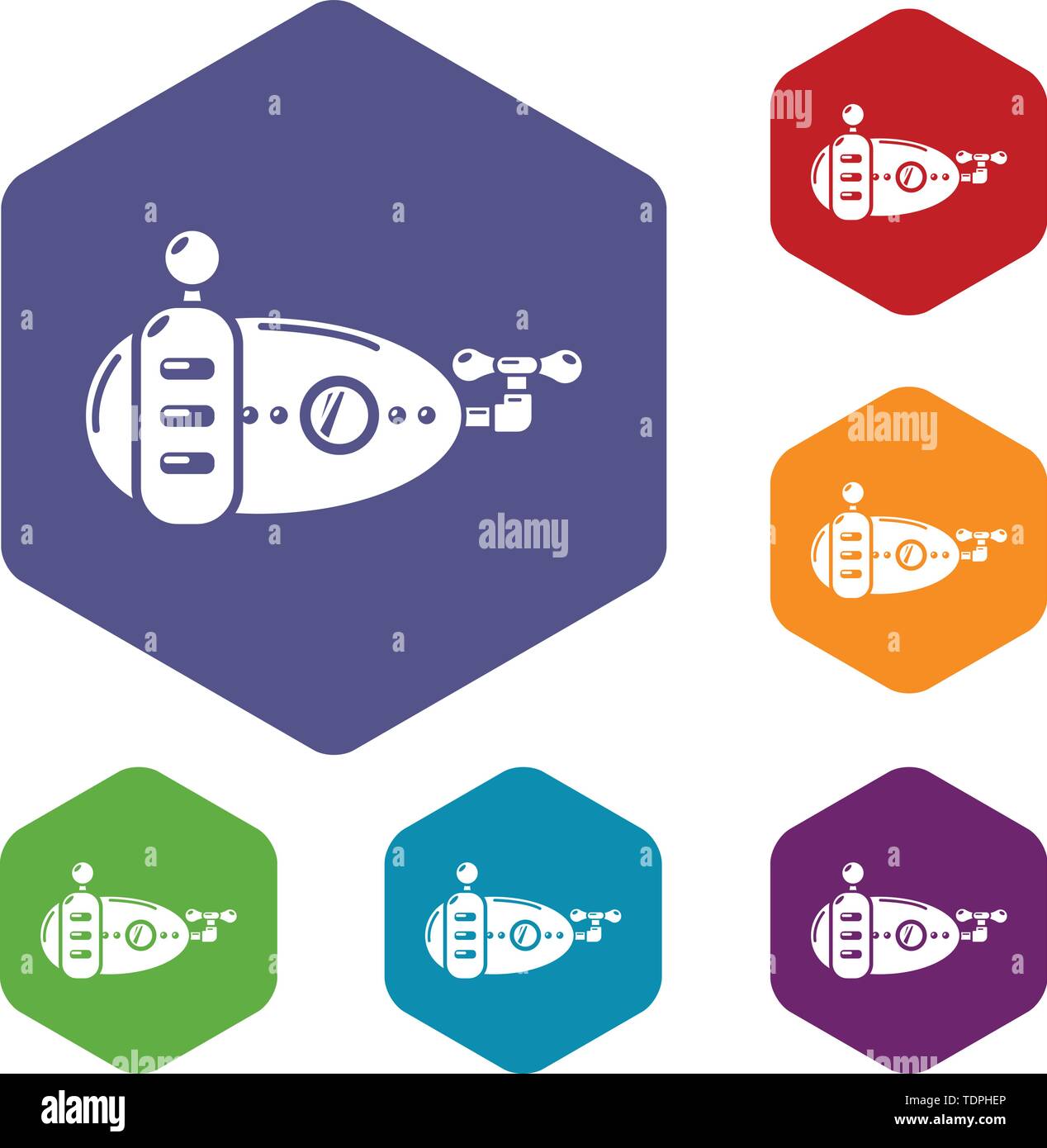 Submarine navy icons vector hexahedron Stock Vector