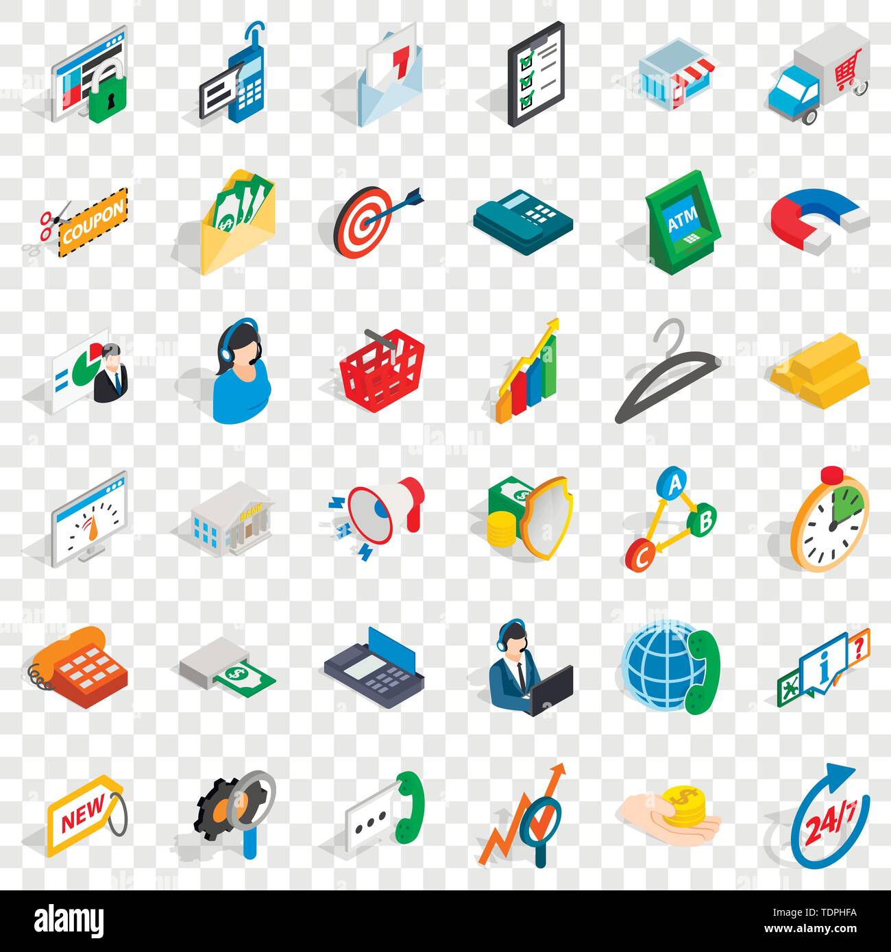 Letter icons set, isometric style Stock Vector