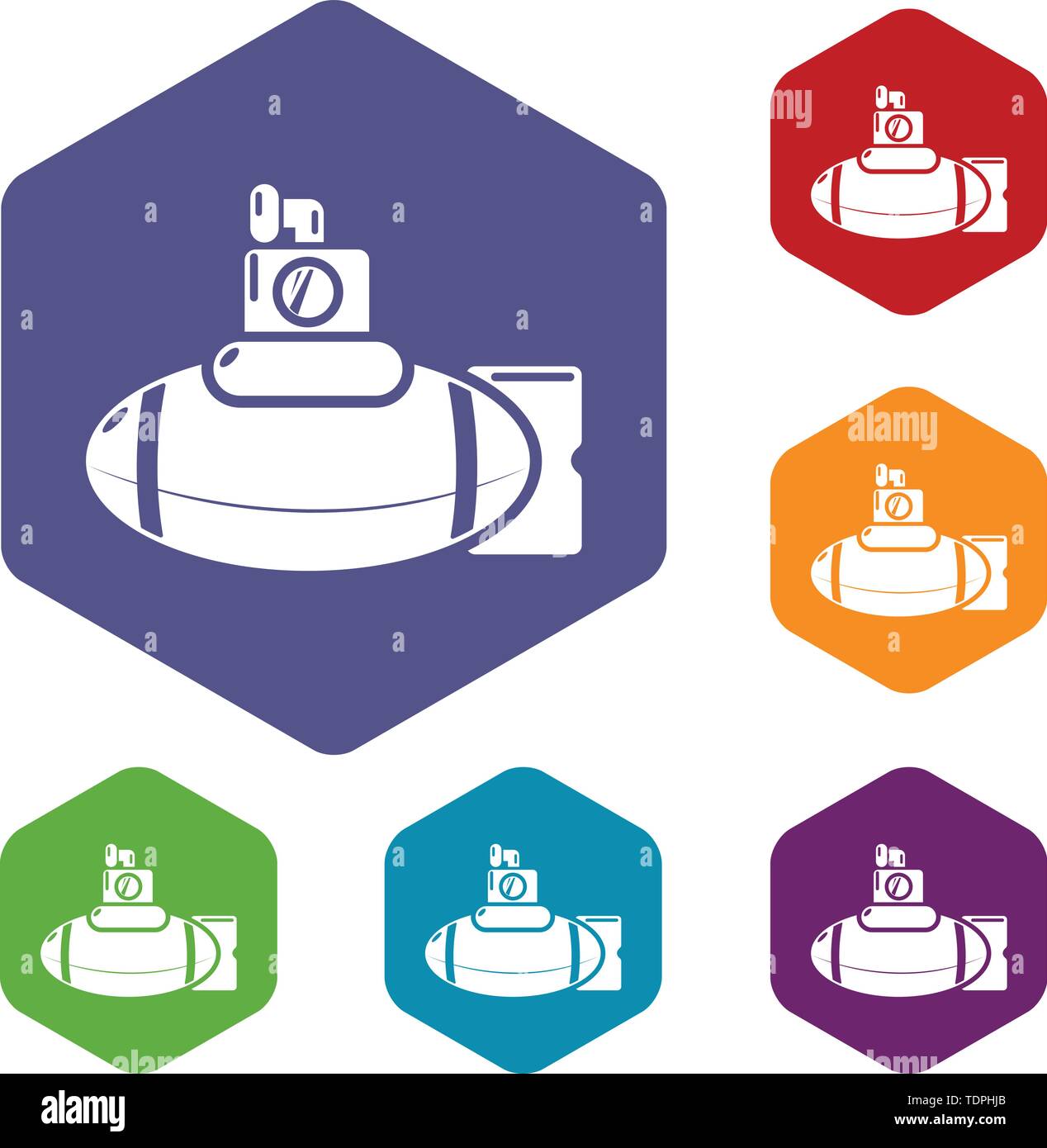 Submarine ship icons vector hexahedron Stock Vector
