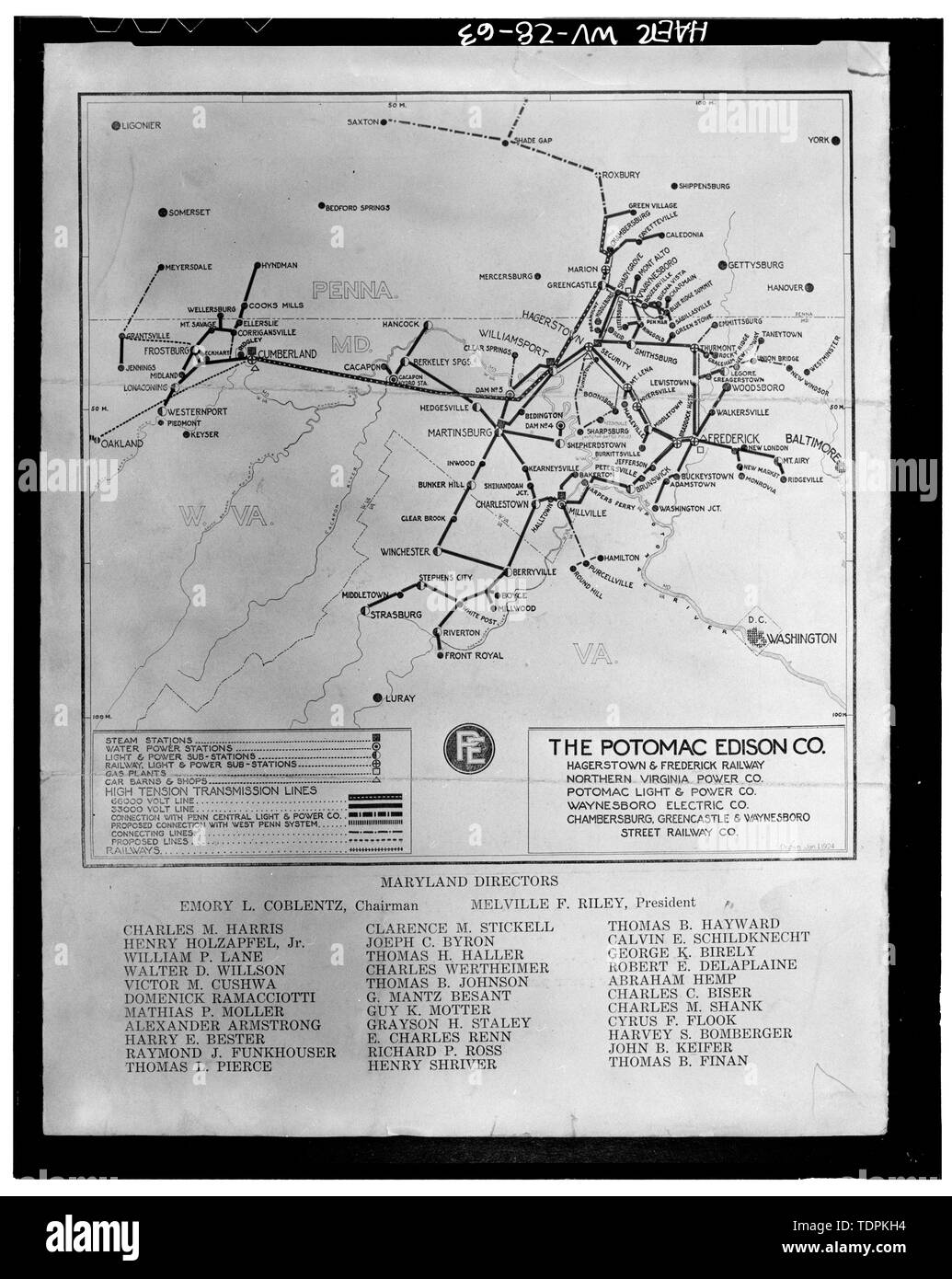 no date. MAP OF POTOMAC EDISON COMPANY SYSTEM. (Courtesy of the Potomac